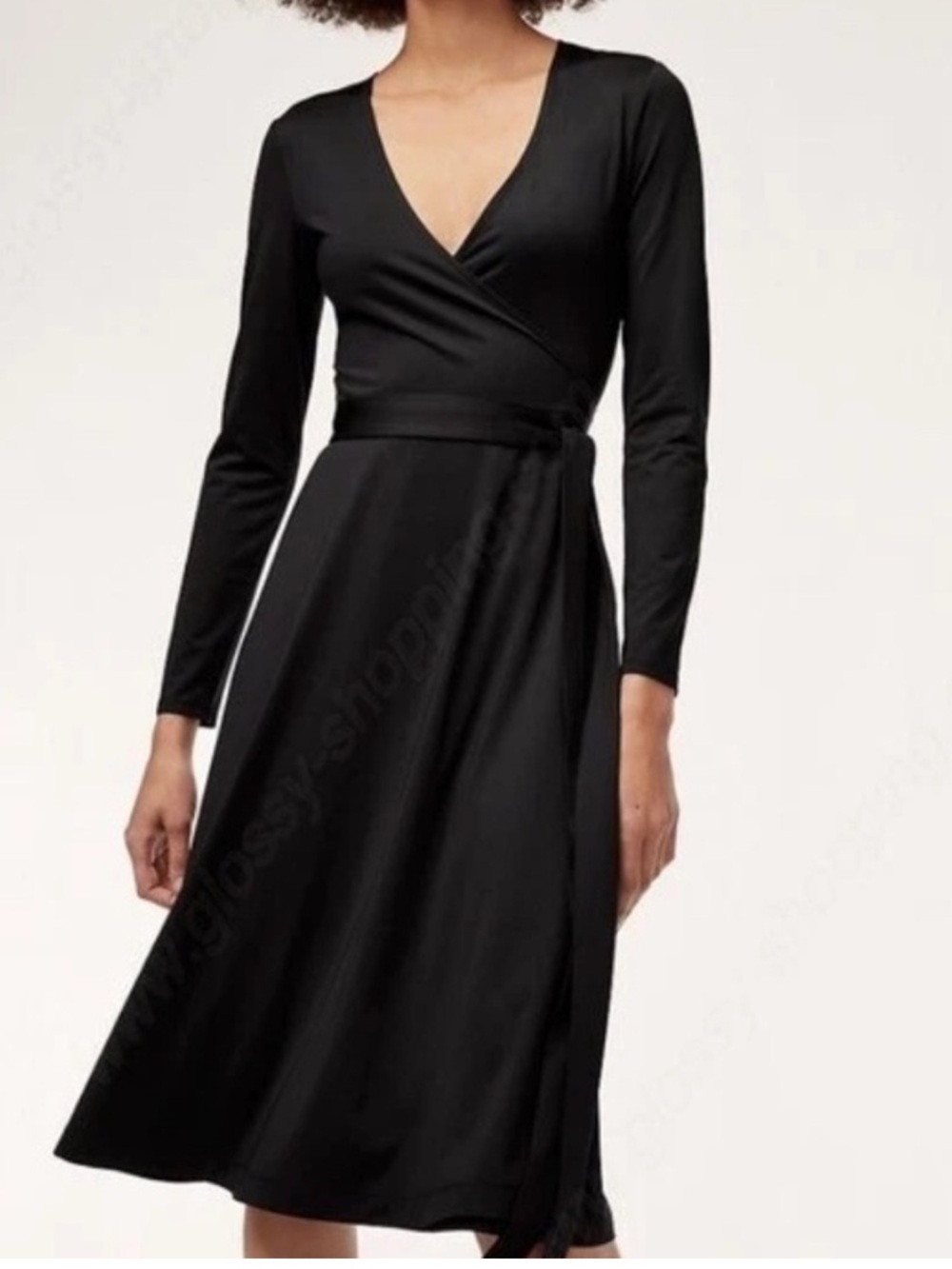 NEW Babaton Tyler Midi Wrap Dress Black Size XS